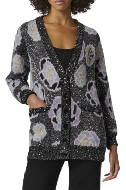 Oversized Sequin Rose Cardigan