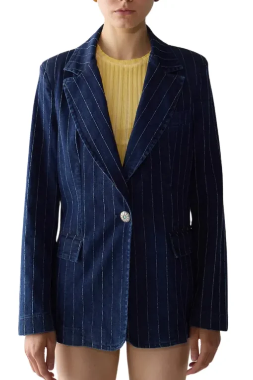 Pin Stripe Denim Blazer