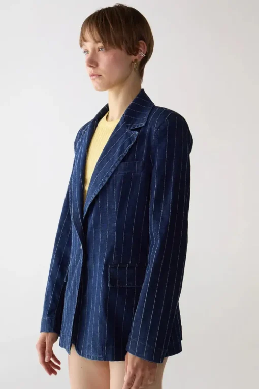 Pin Stripe Denim Blazer