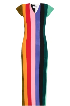 Rainbow Stripe Knit Maxi Dress
