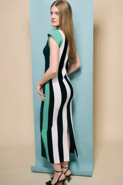 Rainbow Stripe Knit Maxi Dress