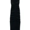 Ruched Wide V-Neck Maxi Dress