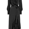 Silk Wrap Midi Dress