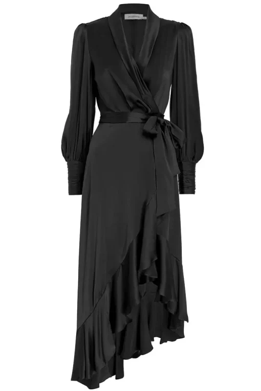 Silk Wrap Midi Dress