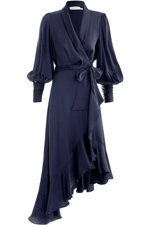 Silk Wrap Midi Dress