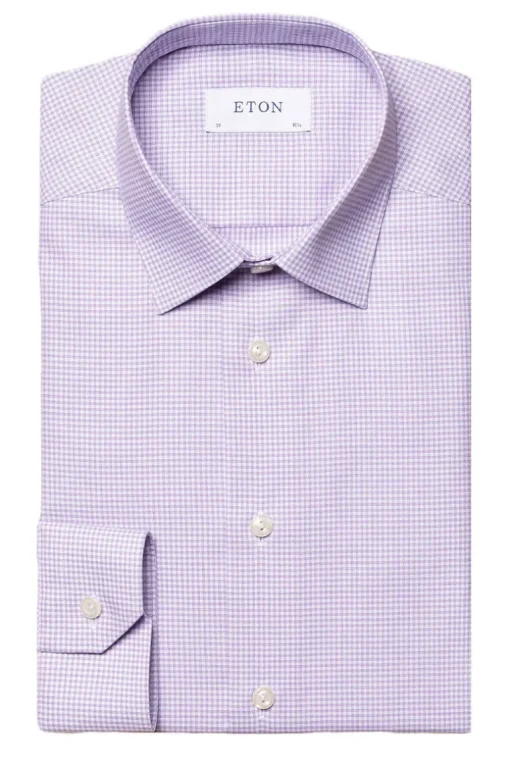 Slim Fit Micro Check Twill Shirt