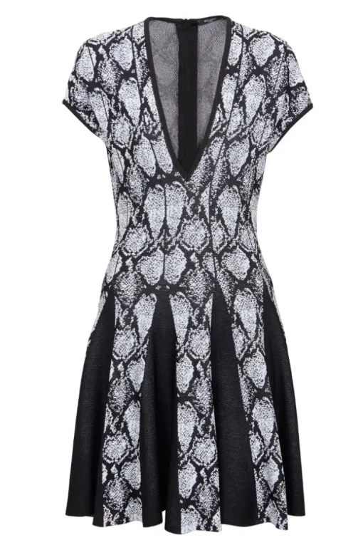 Snakeskin Jacquard Dress