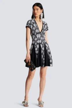 Snakeskin Jacquard Dress
