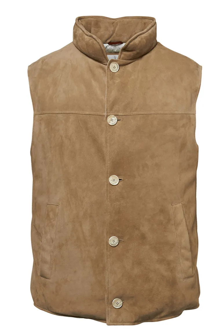 Suede Down Vest