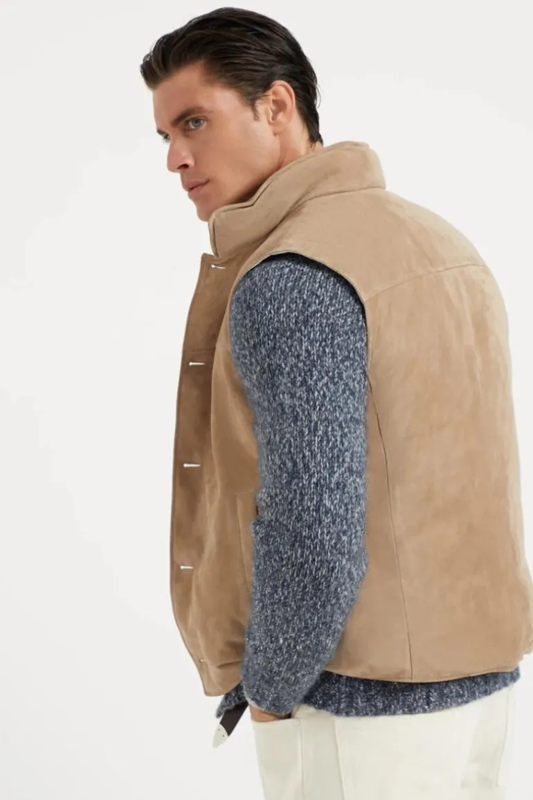 Suede Down Vest
