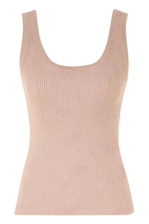 Tallow Metallic Scoop Neck Tank