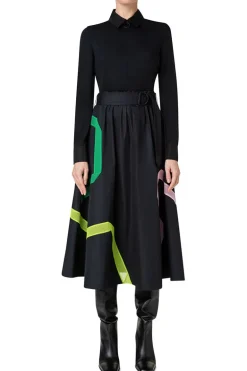 Techno Mesh Tape Intarsia Dress